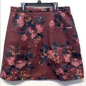 NWT Anthro Eva Franco maroon floral skirt 12